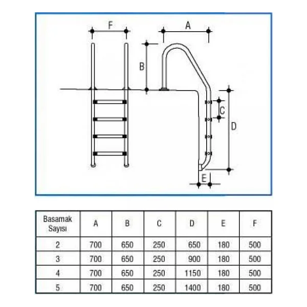 Havuz 12843 Merdiven 316 Kalite Paslanmaz Çelik CNC kesim 4 Basamak El Yapım - Görsel 4