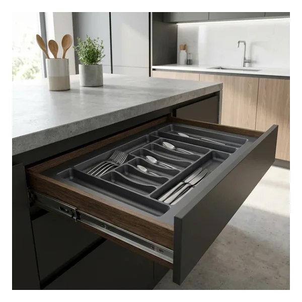 Çekmece İçi Kaşıklık 85 x 49 cm Mutfak Çekmece Düzenleyici Gri - Görsel 4