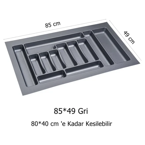 Çekmece İçi Kaşıklık 85 x 49 cm Mutfak Çekmece Düzenleyici Gri - Görsel 2
