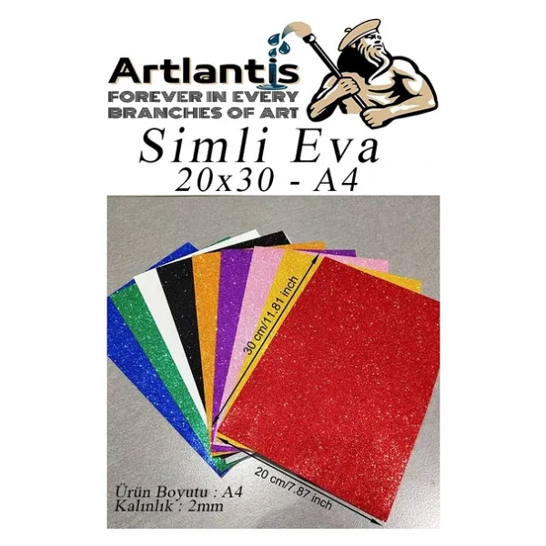 Simli Eva A4 20x30 cm 10 Renk 1 Paket Simli Eva Süngeri 10'lu Okul Kreş Anasınıfı Elişi Etkinlikleri - Görsel 2