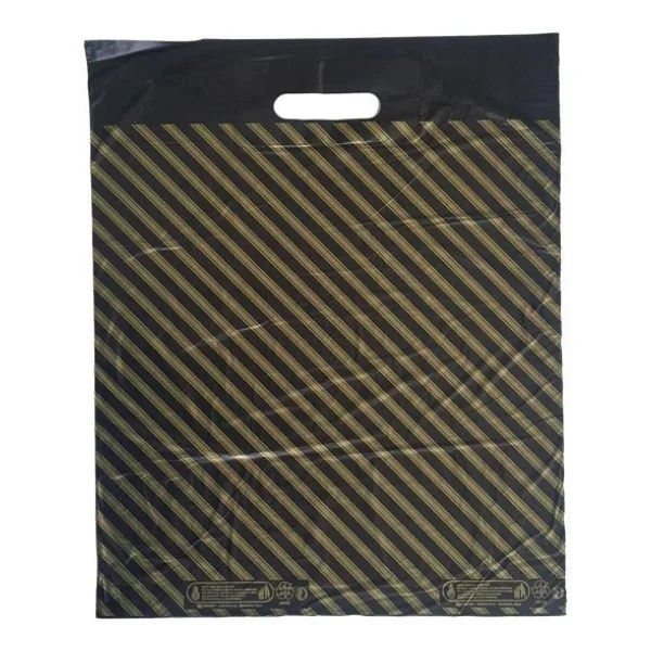 Naksan Takviyeli İnce Desenli Çizgili Siyah Çanta Poşet Torba - 40x50 Cm. - 50 Adetlik 3 Paket - Görsel 6