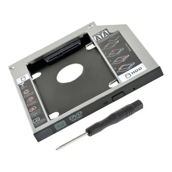 Aogo 12.7mm Caddy Sata 12.7 mm SSD Harddisk Kutusu Kızak Laptop SSD Notebook Ikinci HDD Takma Metal Kasa - Gümüş - Görsel 2