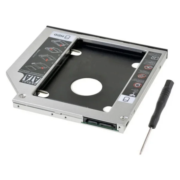 Aogo 12.7mm Caddy Sata 12.7 mm SSD Harddisk Kutusu Kızak Laptop SSD Notebook Ikinci HDD Takma Metal Kasa - Gümüş - Görsel 3