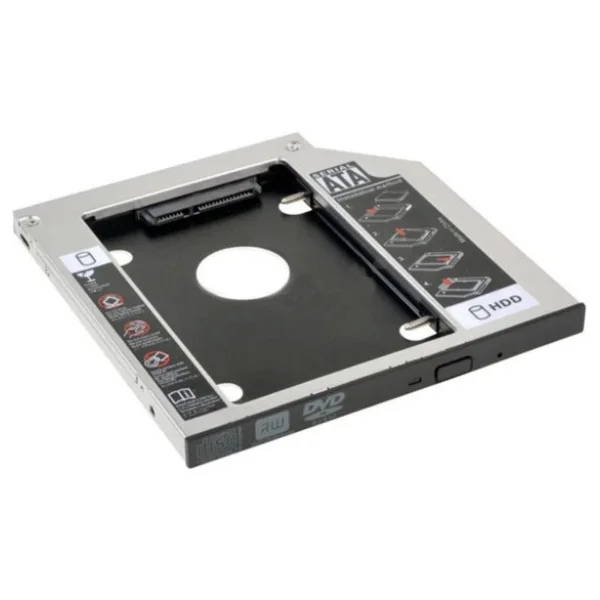 Aogo 12.7mm Caddy Sata 12.7 mm SSD Harddisk Kutusu Kızak Laptop SSD Notebook Ikinci HDD Takma Metal Kasa - Gümüş - Görsel 4