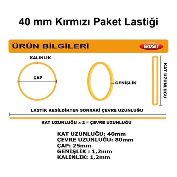 Ekoset Kırmızı Paket Ambalaj Para Lastiği 40mm 10.000 Adet - Görsel 8