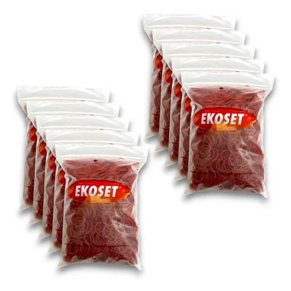Ekoset Kırmızı Paket Ambalaj Para Lastiği 40mm 10.000 Adet - Görsel 2