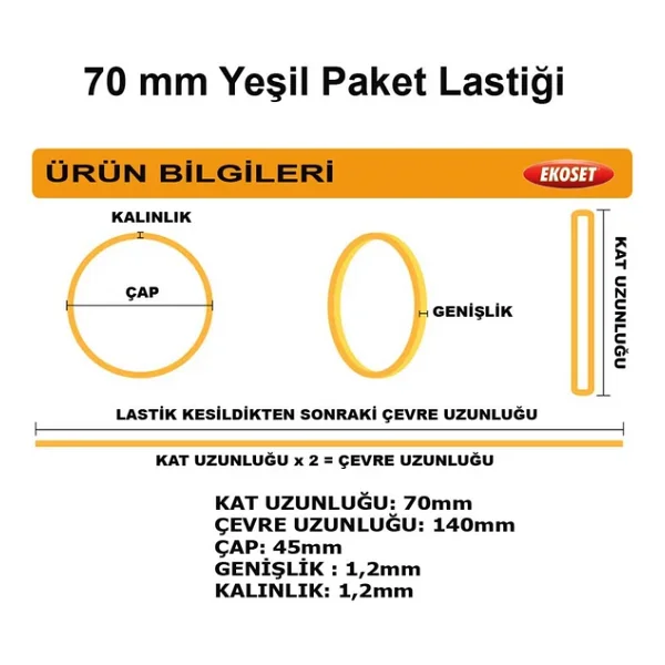 Ekoset Yeşil Paket Ambalaj Para Lastiği 70mm 10.000 Adet - Görsel 6