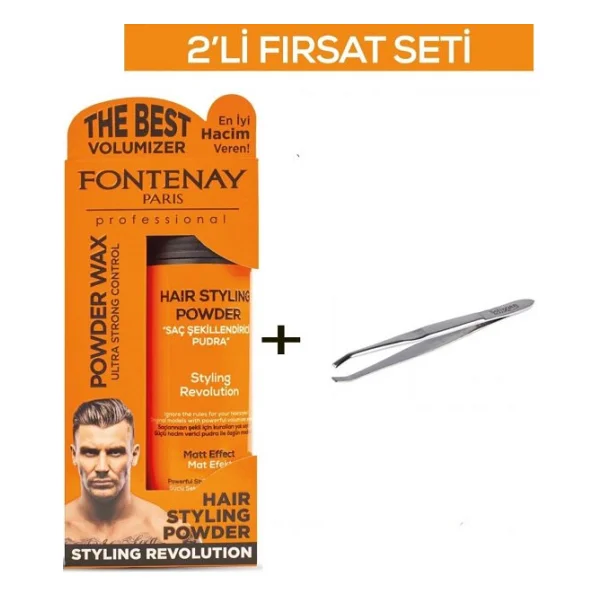 Fontenay Saç Şekillendirici Pudra Toz Wax Ultra Strong Turuncu + Cımbız No:209 2'Li Set - Görsel 3