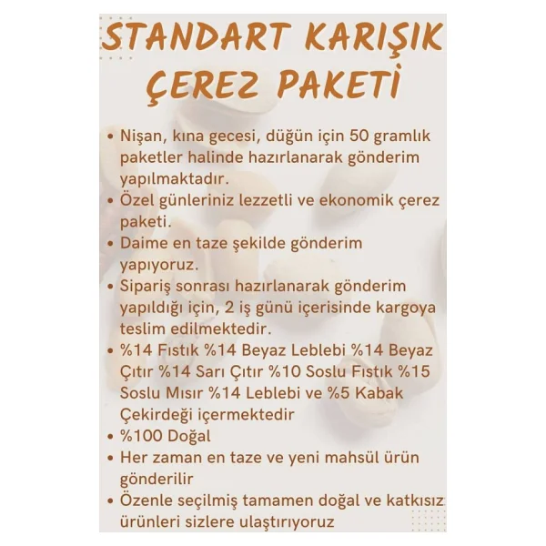 Kına Düğün Nişan Ekonomik Standart Karışık Çerez Paketi 50 G x 100 Adet - Görsel 7