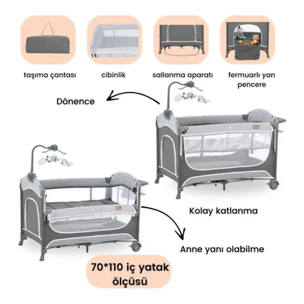 Gulz Atlas Plus Anne Yanı Park Yatak - Görsel 2