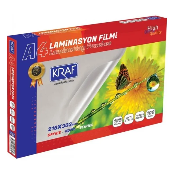Kraf A4 125 Micron 100'lü Parlak Laminasyon Filmi - Görsel 4