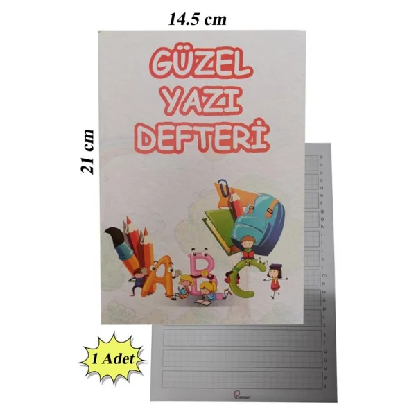 Güzel Yazı Defteri Küçük Boy 14,5x21 cm 24 Yaprak 1 Adet Klavuzlu Standart Çizgili Yazı Defteri Dik Temel Harflerle 1. Sınıf - Görsel 2