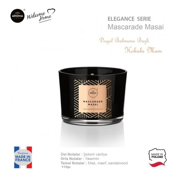 Aroma Home Elegance Kokulu Mum Mascarade Masai 115gr. - Görsel 3