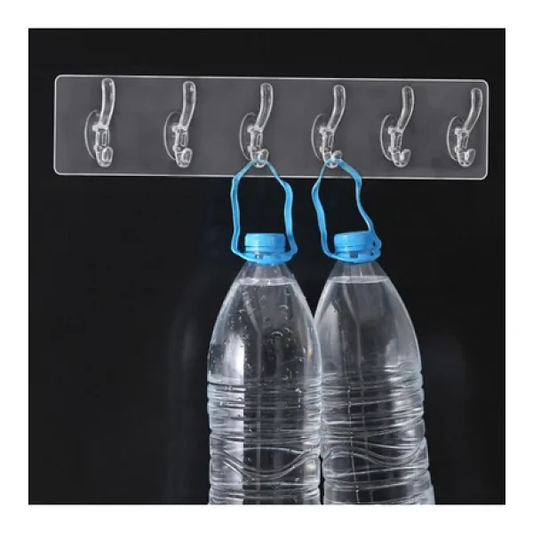 ENASHOP 5'li Kendinden Yapışkanlı Güçlü Şeffaf Askılık - Kapı Arkası Mutfak Duvar Banyo Askı - Görsel 2