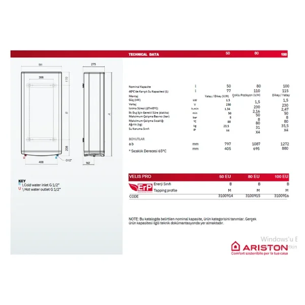 Ariston Velis Pro 50 EU 50 lt Termosifon - Görsel 10