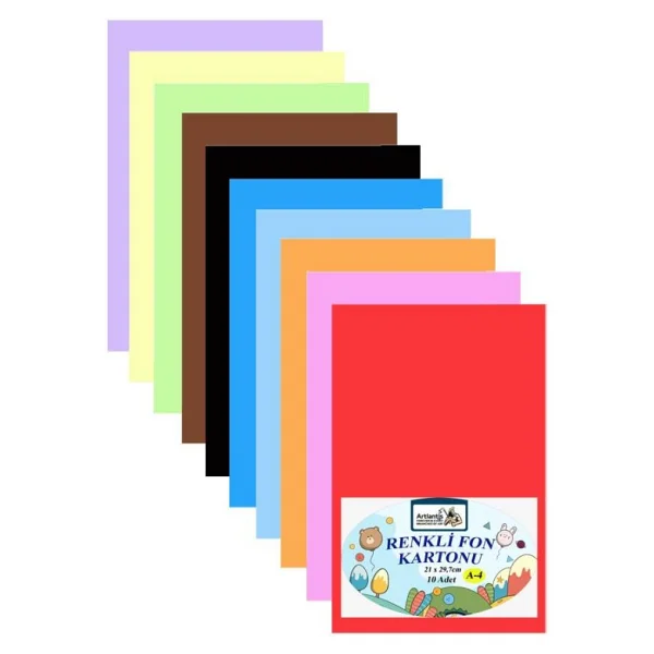 A4 Fon Kartonu 10 Lu 21X29,7 Cm 1 Paket Artlantis 10 Renk Fon Kartonu 21x29,7 1 Paket - Görsel 2