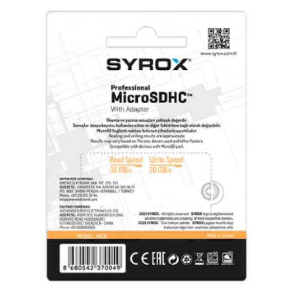 Syrox MC8 Class 10 8 GB Micro SD Kart - Görsel 4