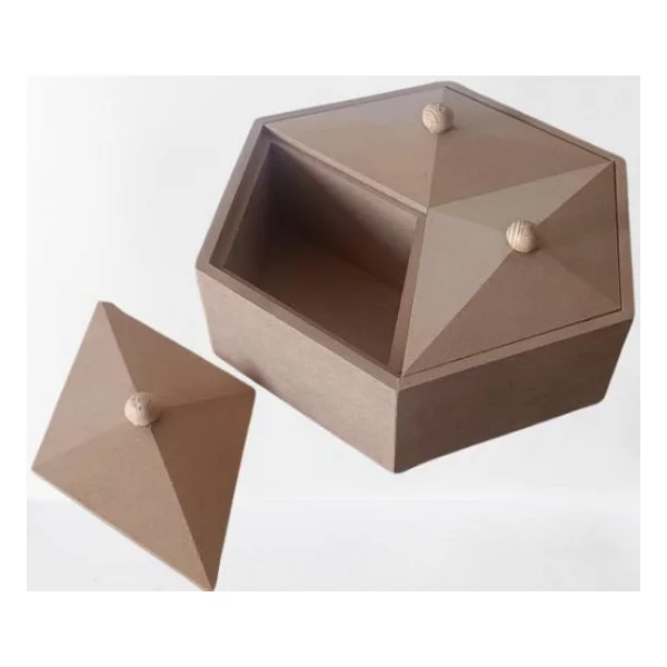 Hobi Adn 90251 Piramit Kutu Dekoratif Ahşap Mdf Ham Cnc Kesim El Yapım - Görsel 5