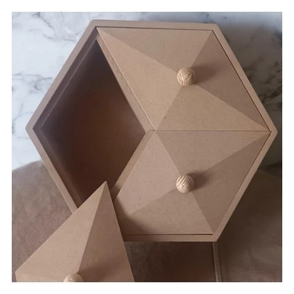 Hobi Adn 90251 Piramit Kutu Dekoratif Ahşap Mdf Ham Cnc Kesim El Yapım - Görsel 8