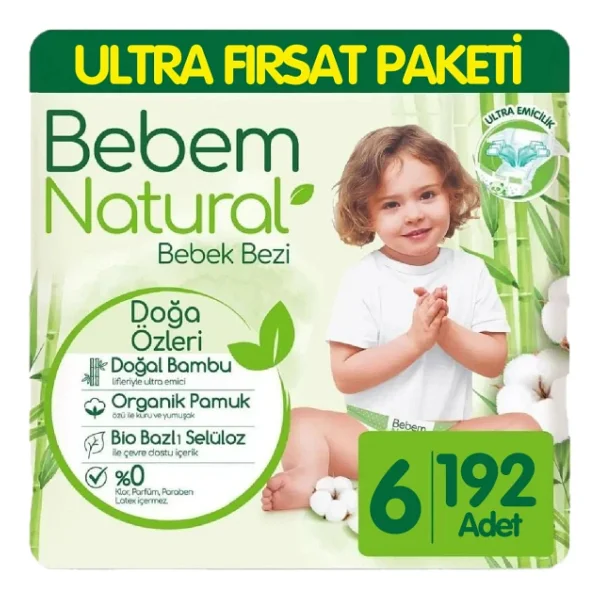 Bebem Natural 6 Numara Ekstra Large 64'lü 3 Adet Bebek Bezi - Görsel 7