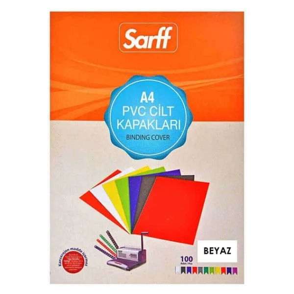 Sarff Cilt Kapağı A4 160 Micron PVC Opak Beyaz 100'lü - Görsel 3