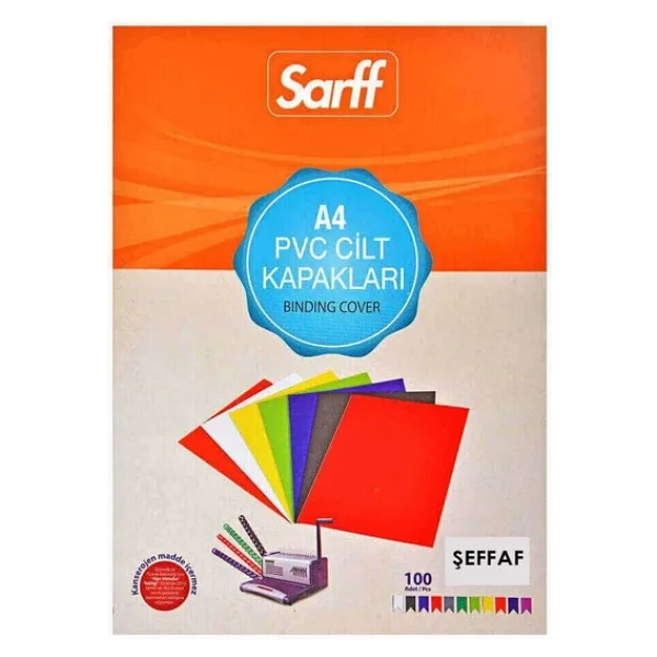 Sarff Cilt Kapağı A4 160 Micron PVC 100'lü Şeffaf - Görsel 3