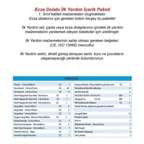 Ecza Dolabı İçi Dolu Lüx İlk Yardım İçerikli Pvc 50X35x16 Cm-159+Phl - Görsel 5