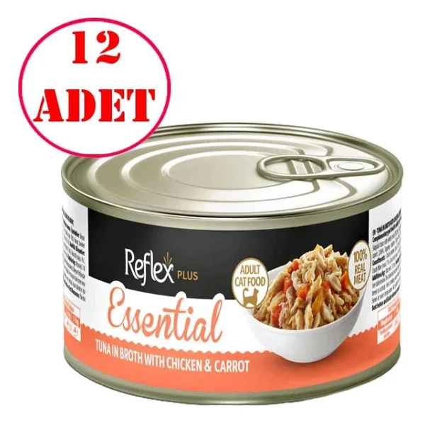 Reflex Plus Essential Ton Balıklı Tavuk ve Havuçlu 70 gr 12'li Yetişkin Konserve Kedi Maması - Görsel 2
