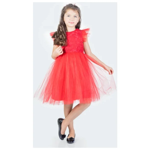 Roza Dantel Tütü Kız Çocuk Abiye Elbise MNK0546 - Görsel 10