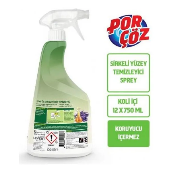 Porçöz Sirkeli Yüzey Temizleyici 750 ml - Görsel 5