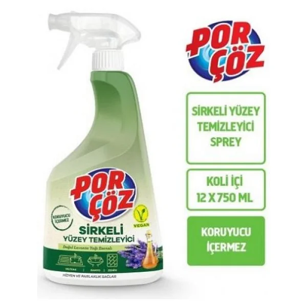 Porçöz Sirkeli Yüzey Temizleyici 750 ml - Görsel 6