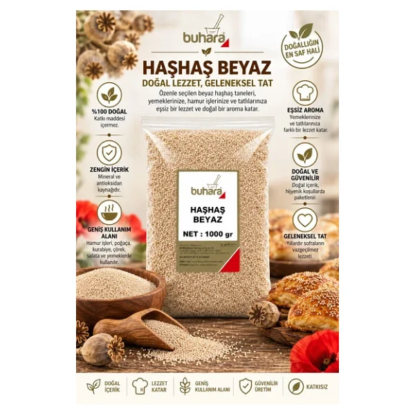 Buhara Baharat Beyaz Haşhaş 1 kg - Görsel 2