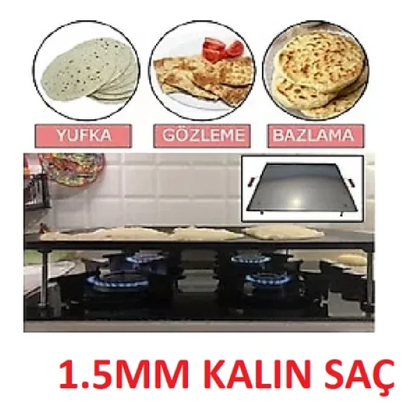 Ewoxi Ocak Üstü Ekmek Yufka Gözleme Sacı 50 x 50 cm - Görsel 7