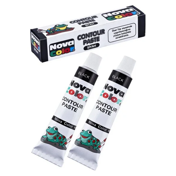 Siyah Kontür Boyası 25 ml 2 Adet Cam Vitray Boyası Kontur Siyah Vitray Çalışması - Görsel 2