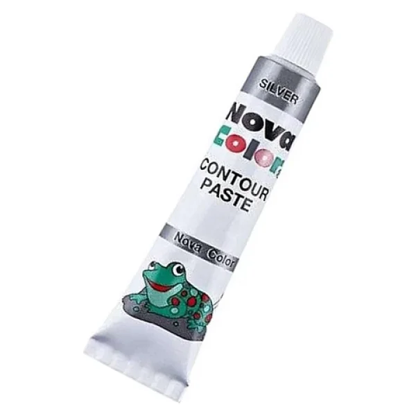 Gümüş Gri Kontür Boyası 25 ML 2 Adet Cam Vitray Boyası Kontur Silver Vitray Çalışması - Görsel 6