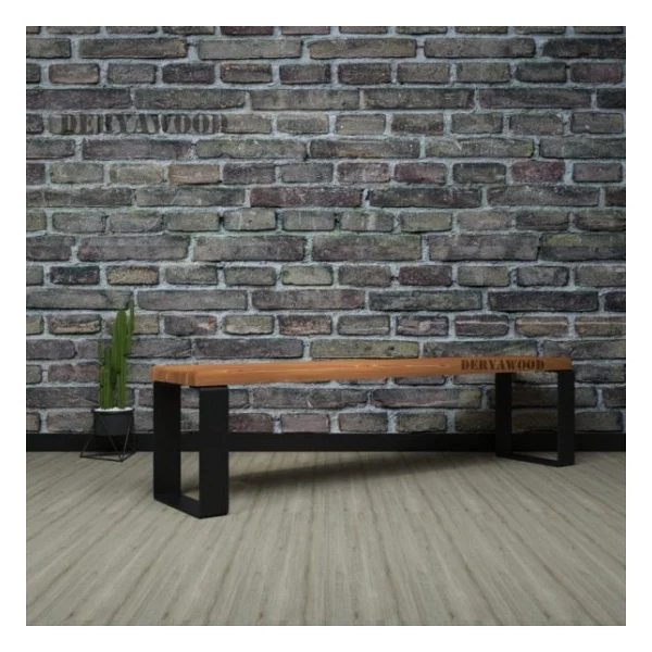 Deryawood Masif Ahşap Gaia Bank 37x80x45cm Tik - Görsel 2
