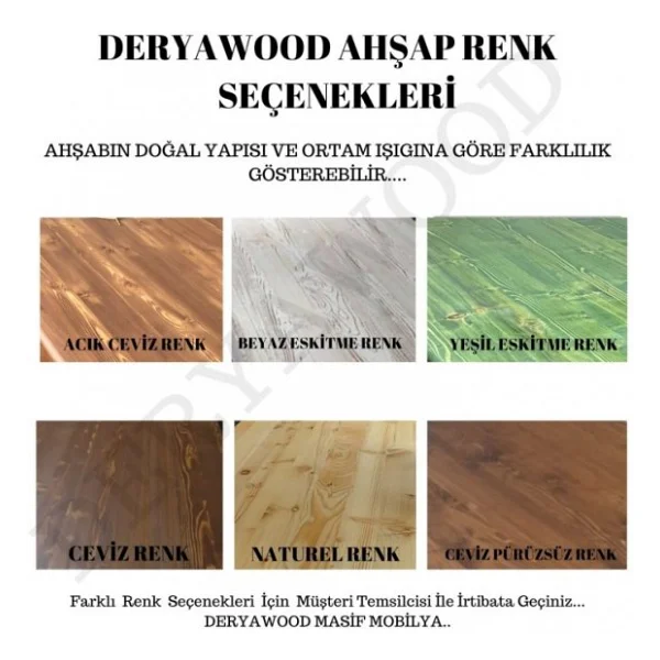 Deryawood Masif Ahşap Gaia Bank 37x80x45cm Tik - Görsel 4