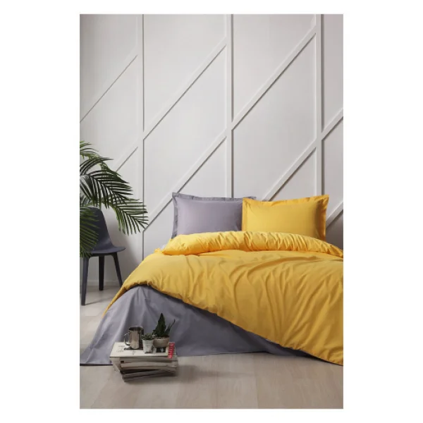 Özdilek Colormix Ranforce Antrasit Hardal Çift Kişilik Nevresim Takımı - Görsel 5
