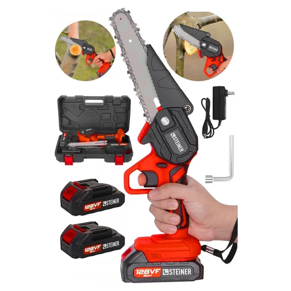 Steiner Alman 128 Vf 10 Ah Çelik Şanzuman Akülü Dal Kesme Budama Testere Bıçkı Makinesi + Yedek Zincir - Görsel 2