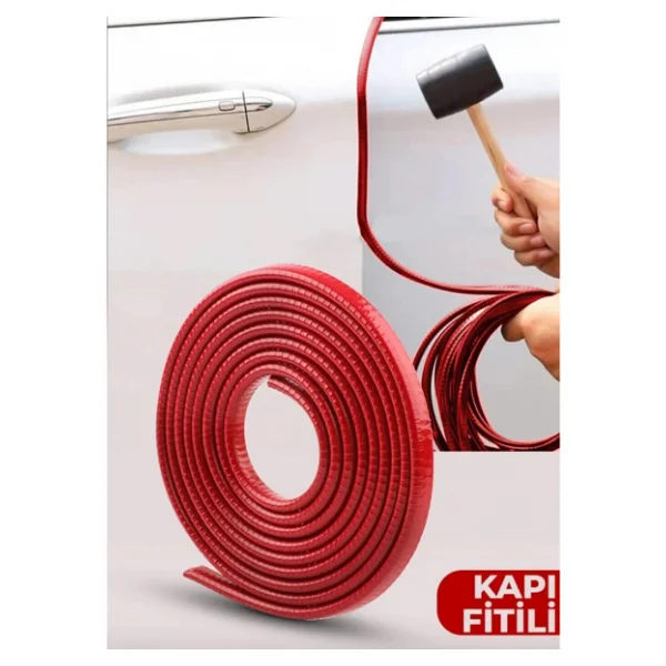 Oto Araç Kapı Koruma Fitili 5Metre Parlak Kırmızı Renk Çarpma Çizilme Önleyici Fitil - Görsel 4