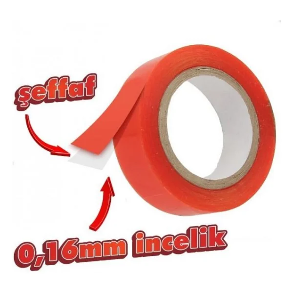 Çift Taraflı Polyester Bant 140 Derece Isıya Dayanıklı 15mmX5mt-0,16mm İncelik - Görsel 6