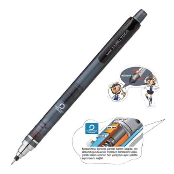 Uni-Ball Kuru Toga T Siyah 0.5 mm Versatil Uçlu Kalem - Görsel 3