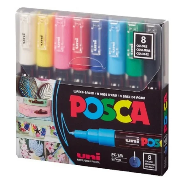 Uni-Ball Posca PC-1MR 0.7 mm Ana Renk 8'li Marker Seti - Görsel 5