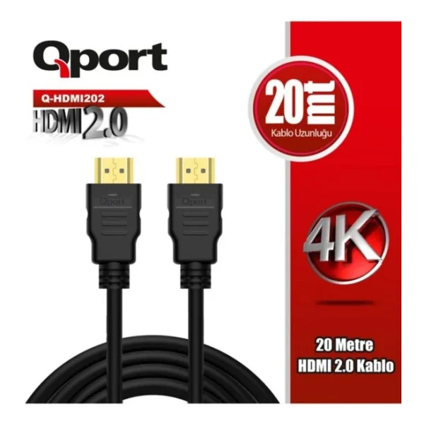 Qport Q-HDMI202 HDMI Kablo 20MT Ver2.0 Altın Uçlu 3D 4K - Görsel 5