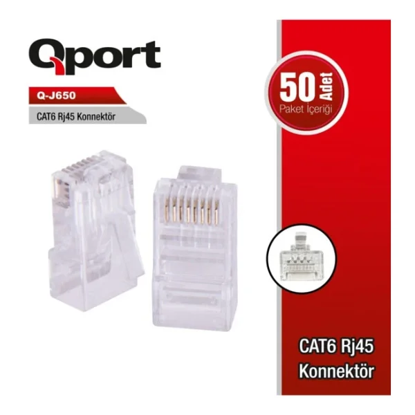Qport Q-J650 CAT6 RJ45 Konnektör 50'Lİ - Görsel 4