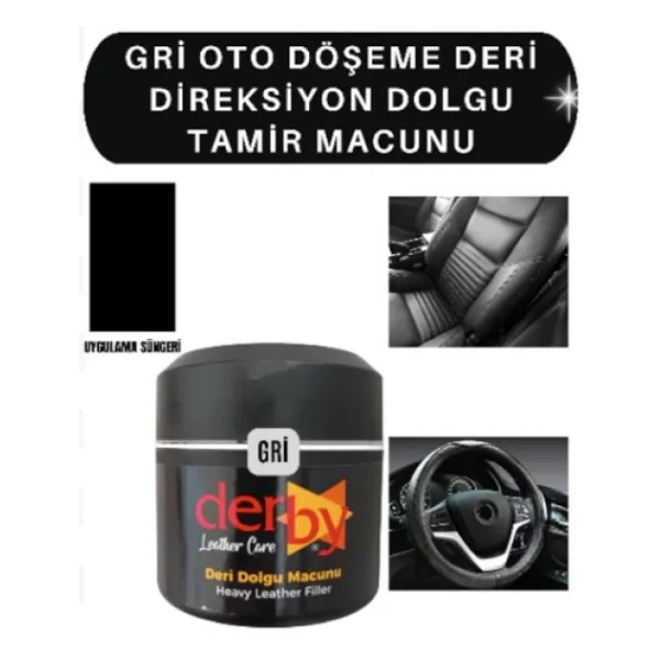 Derby Siyah Deri Döşeme Çatlak Giderici Dolgu Tamir Macunu - Görsel 2