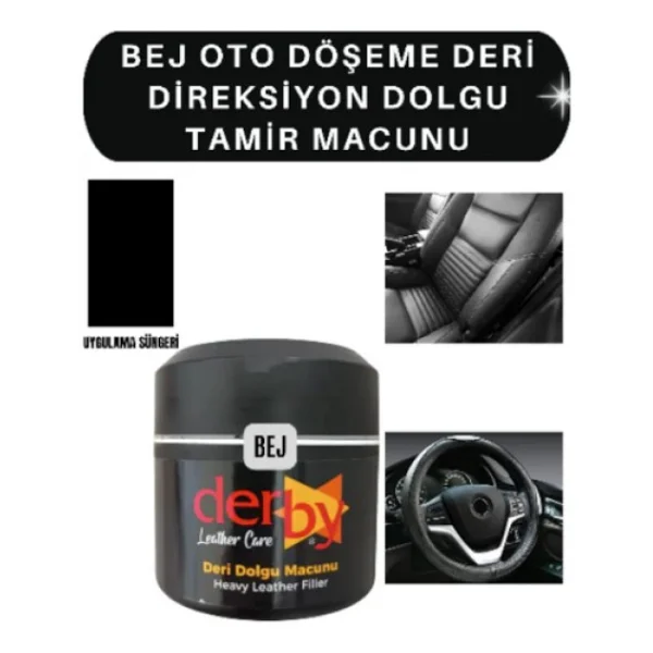 Derby Siyah Deri Döşeme Çatlak Giderici Dolgu Tamir Macunu - Görsel 3