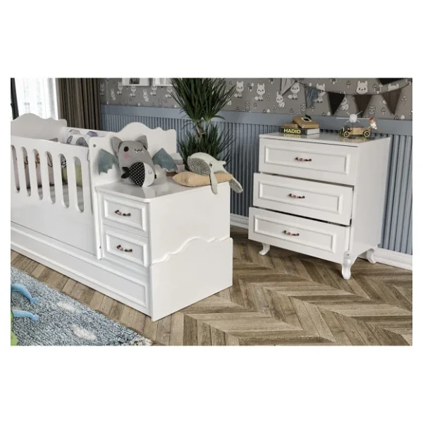 Kartopu Country Tarzı Bebek Odası Takımı Beyaz - 3 Parçalı Tamamı 1. Kalite Mdf - Görsel 3