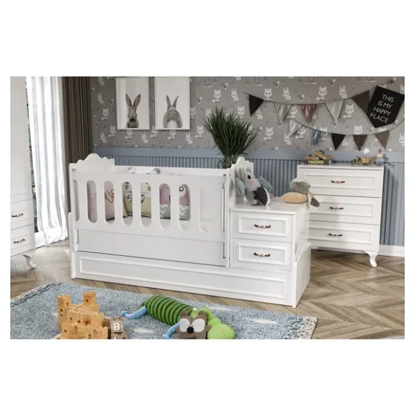 Kartopu Country Tarzı Bebek Odası Takımı Beyaz - 3 Parçalı Tamamı 1. Kalite Mdf - Görsel 4