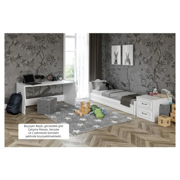 Kartopu Country Tarzı Bebek Odası Takımı Beyaz - 3 Parçalı Tamamı 1. Kalite Mdf - Görsel 5